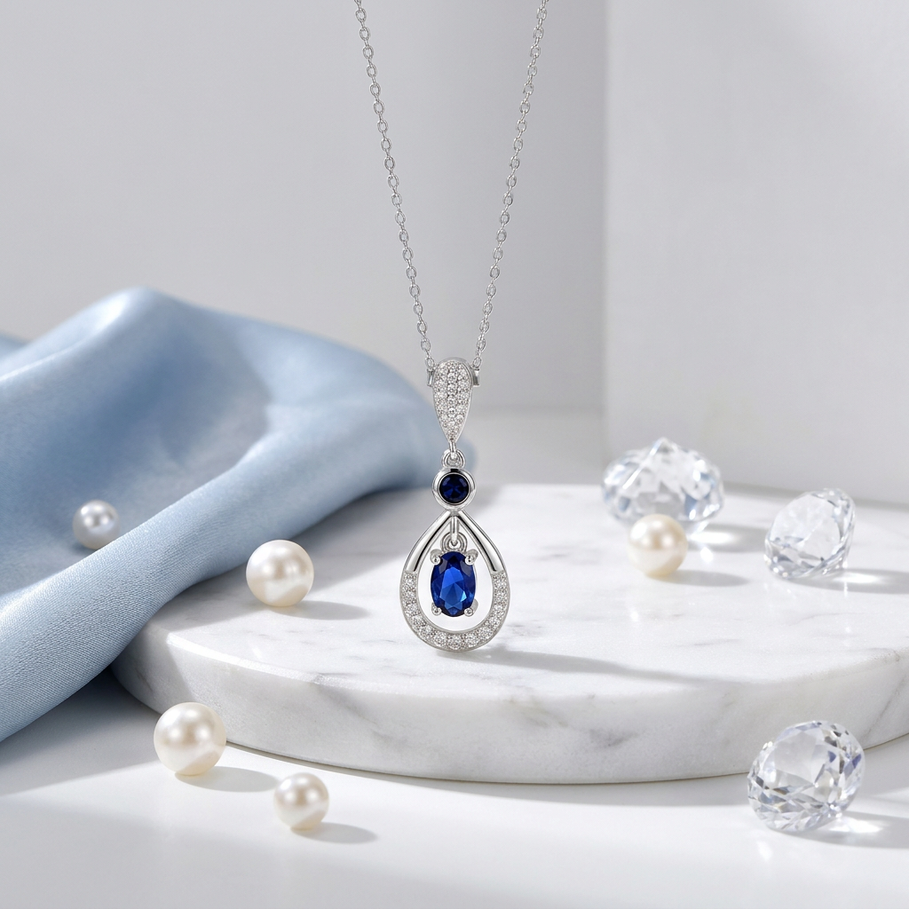 Blue Teardrop Necklace
